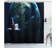 Spaceship Earth Fiction Shower Curtain