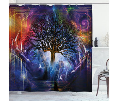 Leafless Tree Hippie Shower Curtain