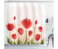 Romantic Tulip Blossoms Shower Curtain