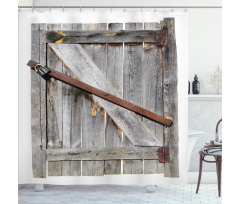 Aged Wooden Barn Door Shower Curtain