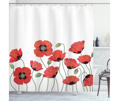 Natural Poppy Garden Shower Curtain
