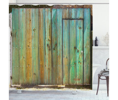 Rustic Old Wooden Gate Shower Curtain