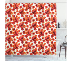 Red Poppy Flowers Shower Curtain