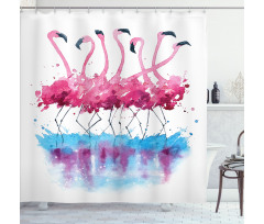 Flamingo and Bird Shower Curtain
