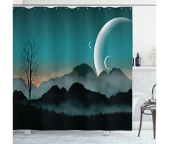 Night Sky on Mountain Shower Curtain