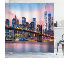 Sunrise in Brooklyn Bridge Shower Curtain
