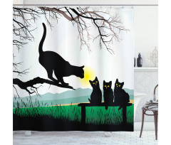 Mother Cat Baby Kittens Shower Curtain