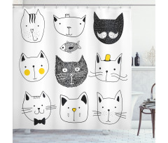 Cats with Fish Shower Curtain