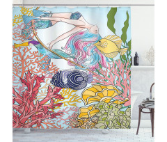 Sketchy Sea Coral Reefs Shower Curtain