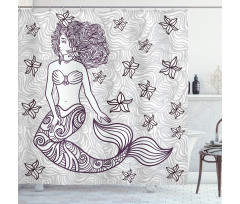 Mermaid with Wave Shower Curtain
