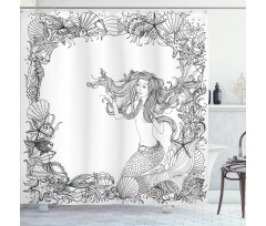 Seashells Mermaid Myth Shower Curtain