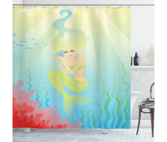 Unusual Mermaid Shell Shower Curtain