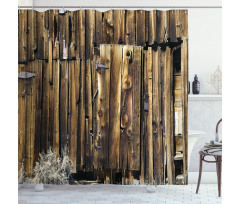Oak Barn Timber Door Shower Curtain