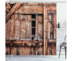 Oak Abandoned Barn Door Shower Curtain