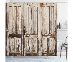 Vertical Rustic Planks Shower Curtain