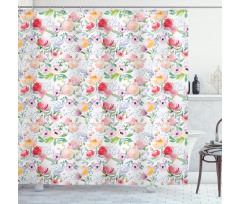 Colored Spring Flowers Shower Curtain