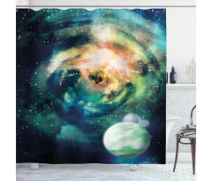 Spiral Galaxy and Planets Shower Curtain
