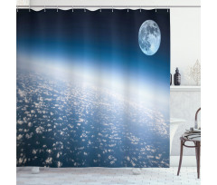 Planet Earth and Moon Shower Curtain