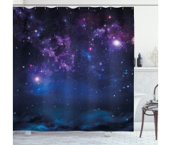 Milky Way Themed Stars Shower Curtain