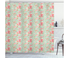 Retro Spring Blossoms Shower Curtain