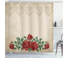 Vintage Love Red Roses Shower Curtain