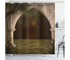 Retro Arch in Garden Shower Curtain