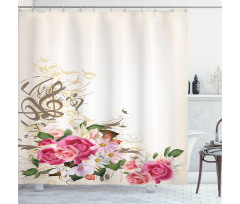 Flowers and Music Notes Shower Curtain