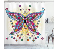 Spring Flowers Butterfly Shower Curtain