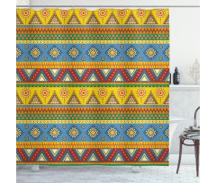 Folk Motif Mexican Sun Shower Curtain