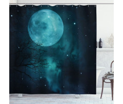 Outer World Cosmos Moon Shower Curtain