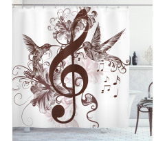 Floral Design with Birds Shower Curtain