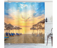 Sandy Beach with Sunrise Shower Curtain