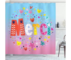 French Words with Hearts Shower Curtain