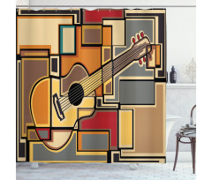 Geometric Guitar Funky Shower Curtain