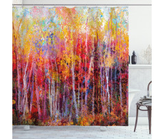 Autumn Forest Painting Shower Curtain