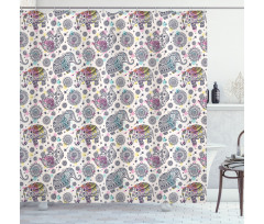 Oriental Folk Design Shower Curtain