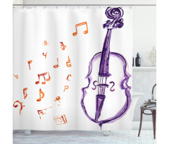 Musical Note Black Theme Shower Curtain