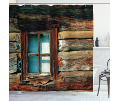 Wooden Pattern Window Shower Curtain