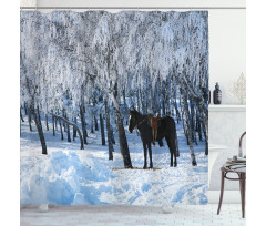 Winter Forest Theme Shower Curtain