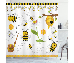 Bees Daisies Chamomile Shower Curtain