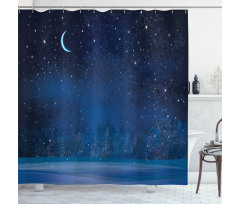 Winter Season Nighttime Shower Curtain