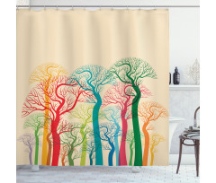Colorful Abstract Trees Shower Curtain