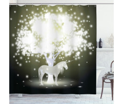 Unicorn Horse with Tree Shower Curtain