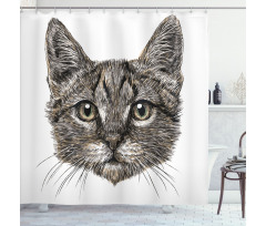 Sketchy Cat Head Shower Curtain