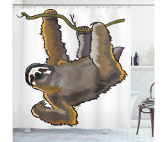Lazy Sloth Bear Cartoon Shower Curtain