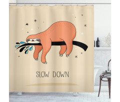 Sleepy Sloth Cartoon Shower Curtain
