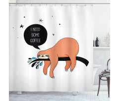 Shy Happy Cartoon Sloth Shower Curtain