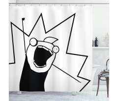 Digital Happy Stick Meme Shower Curtain