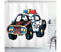 Sketchy Police Car Shower Curtain