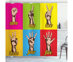 Colored Number Hands Shower Curtain